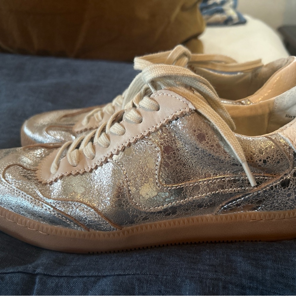 Dolce Vita Shimmering Silver and Cream Sneakers